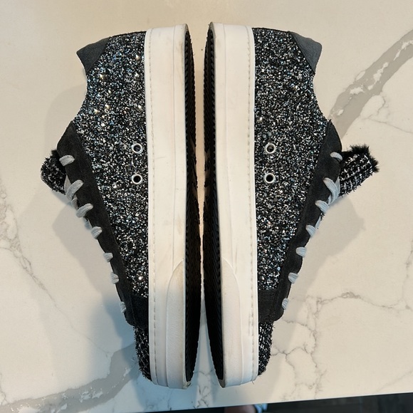 P448 John Shaka black glitter tweed low top sneaker size 40 - Picture 3 of 8